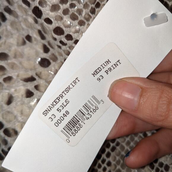 Olivaceous Vanilla Sky Tan & Brown Asymmetrical Snake Print Skirt M - Picture 10 of 16